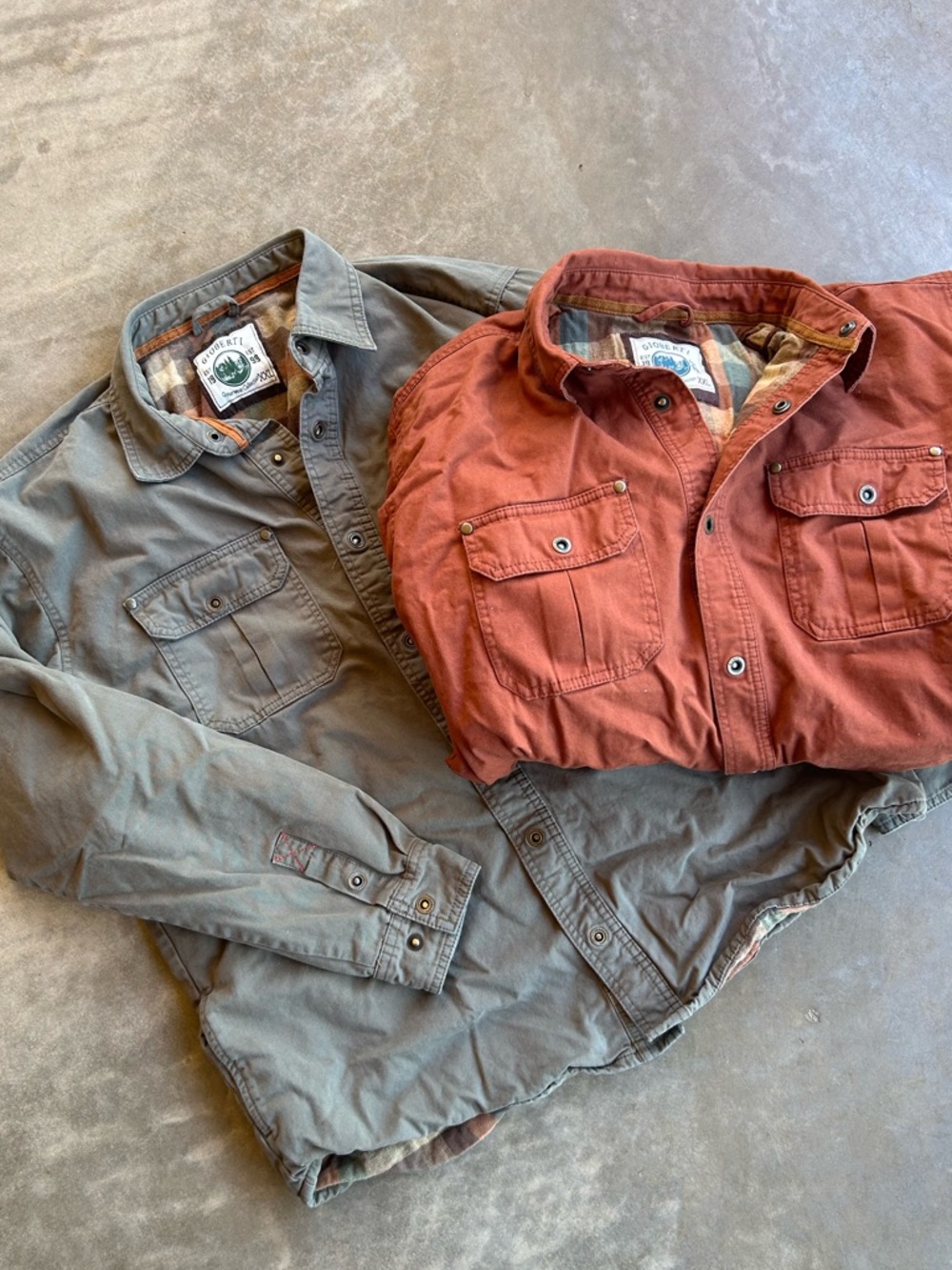 Gioberti Outerwear bundle clay and Olive green flannel lined jackets